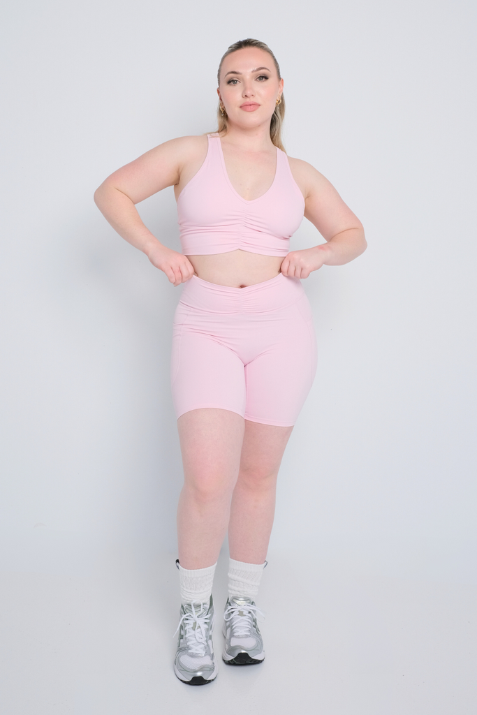 Ruched Biker Shorts - Cherry Blossom
