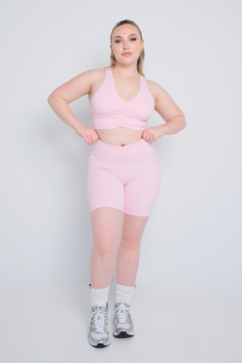 Ruched Sports Bra - Cherry Blossom