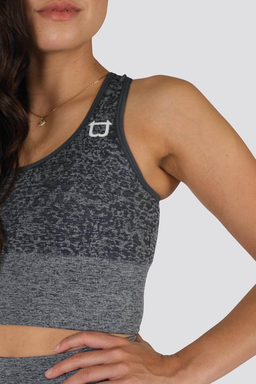 Seamless Leopard Sports Bra - Stormy